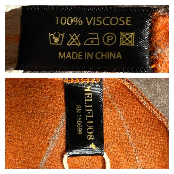 Boho Shawl Poncho 48" Rust Orange Tan Yellow Lagenlook Viscose Fall Autumn NEW! - Picture 8 of 8